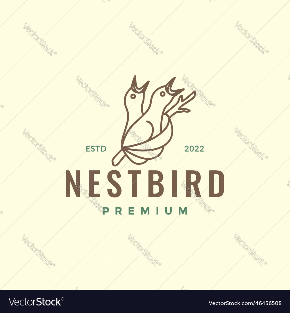 Little bird nestling cheeper nest branch twig Vector Image Little bird nestling cheeper nest branch twig
