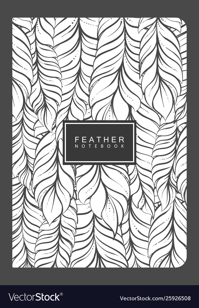 Notebook template with feathers