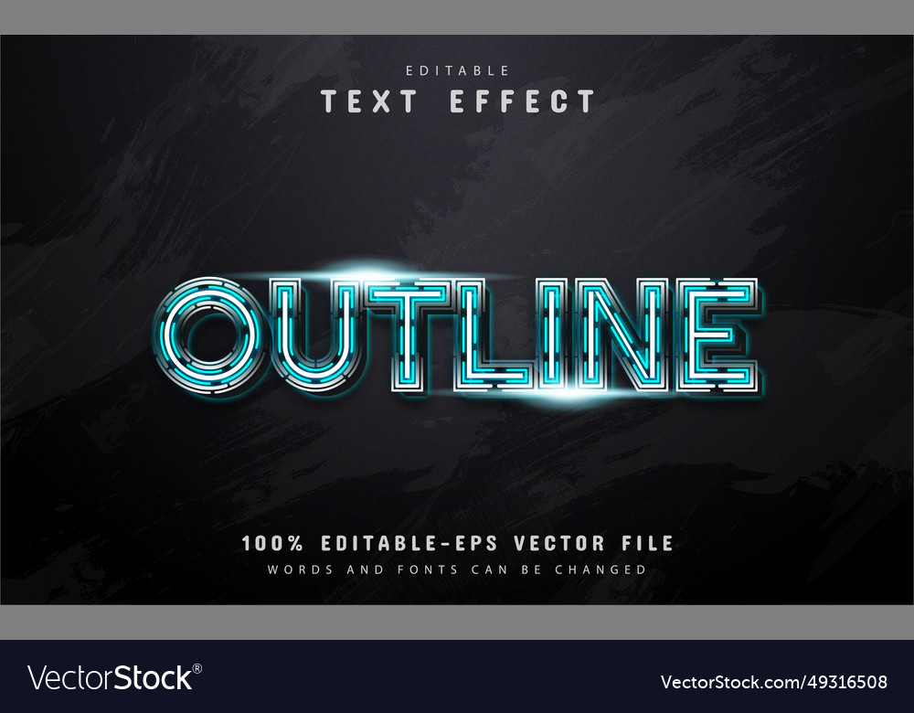 Outline text neon style effect