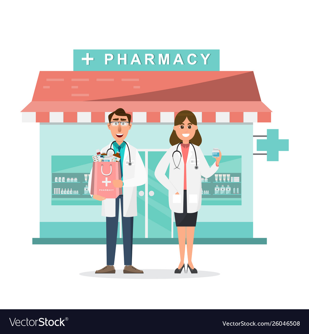 Apotheke mit Arzt und Krankenschwester