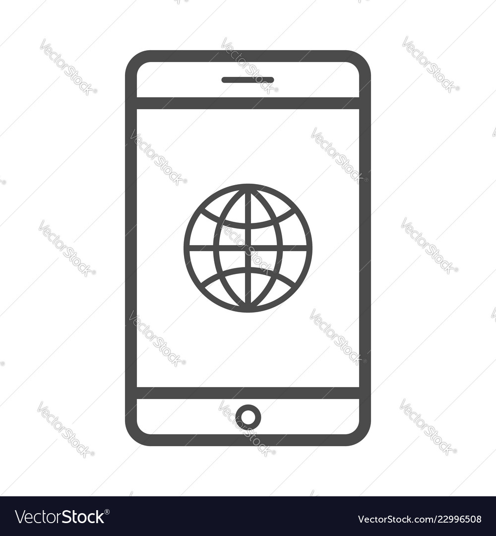 Phone world globe line icon outline sign