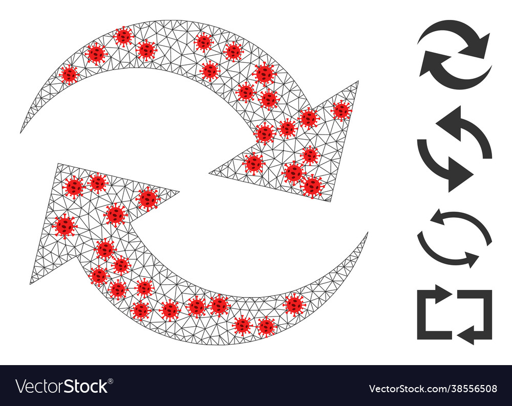 Polygonal mesh refresh arrows icon with infectious vector image Polygonal mesh refresh arrows icon with infectious