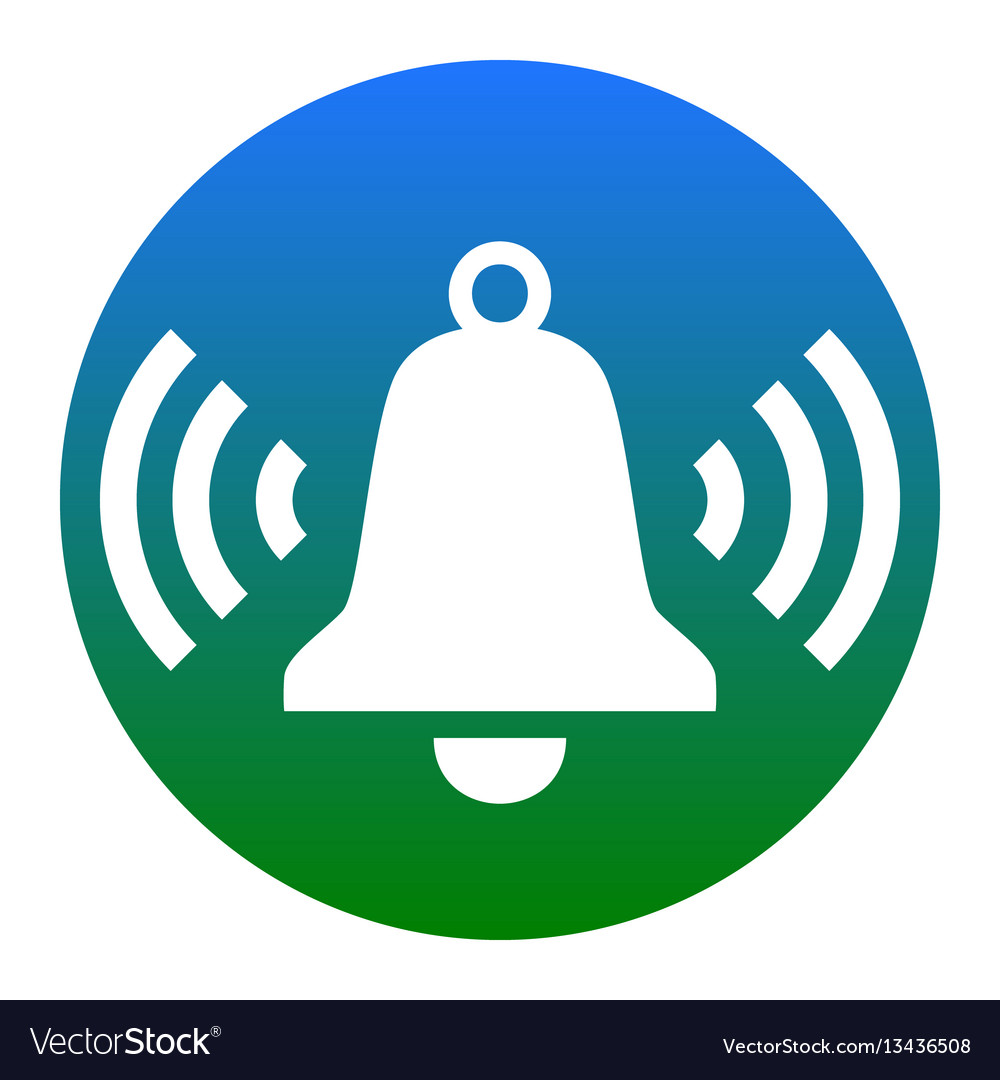 Ringing bell icon white in bluish