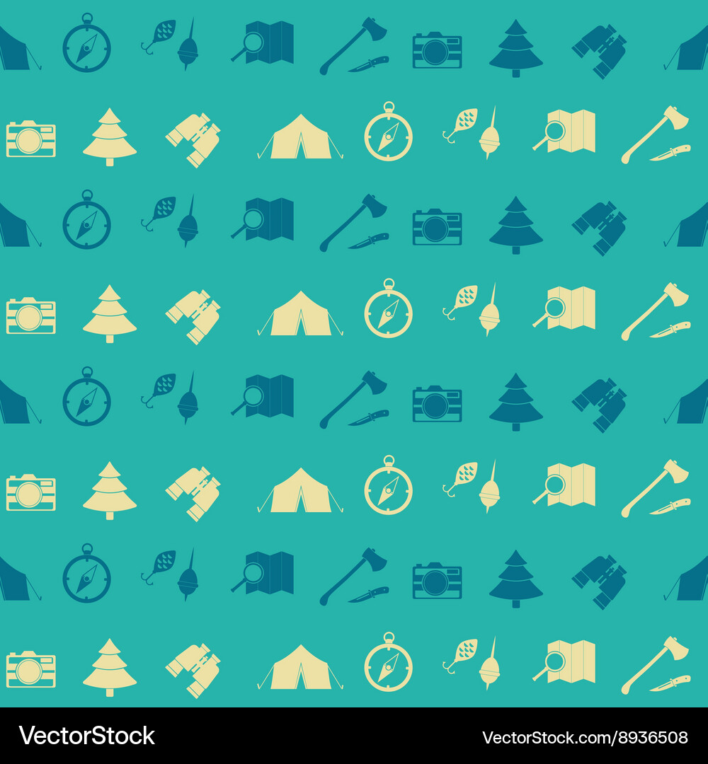 Seamless pattern with camping icons Royalty Free Vector