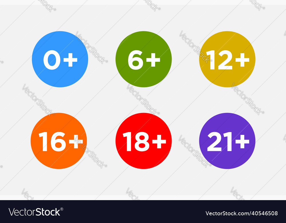 Set marks age limit sing restriction icons vector image Set marks age limit sing restriction icons