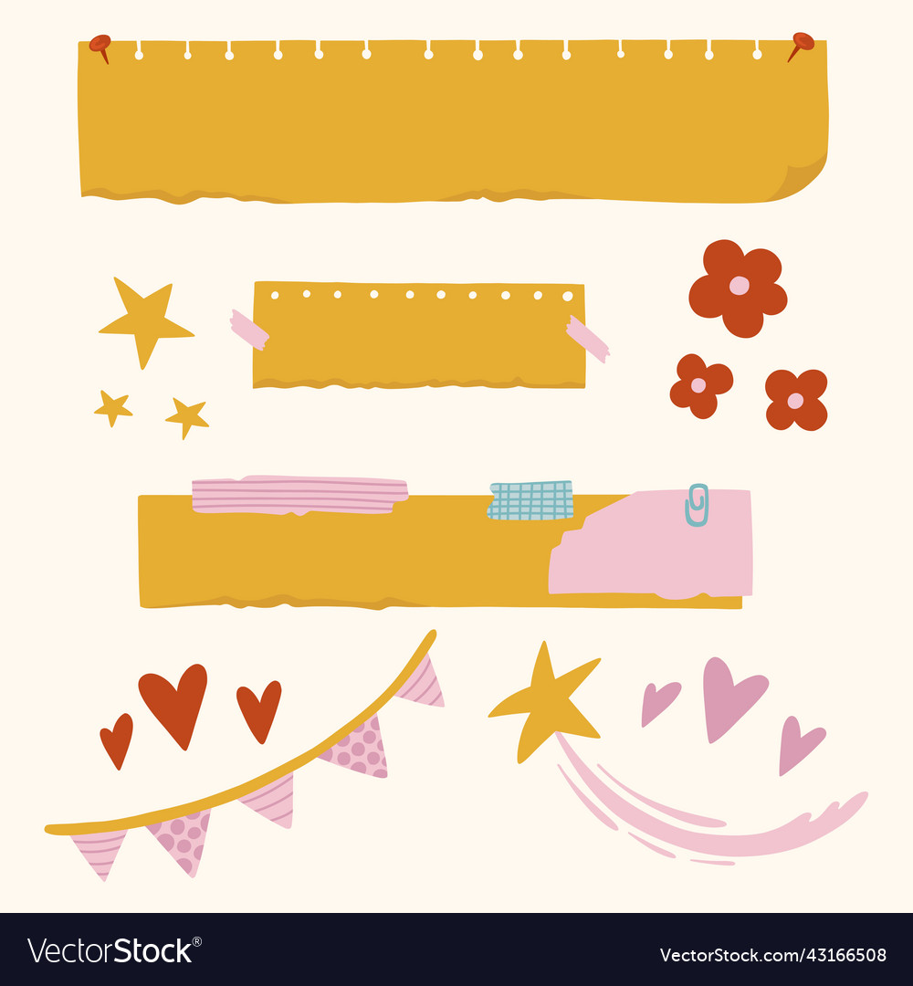 Set of colorful memo and papers