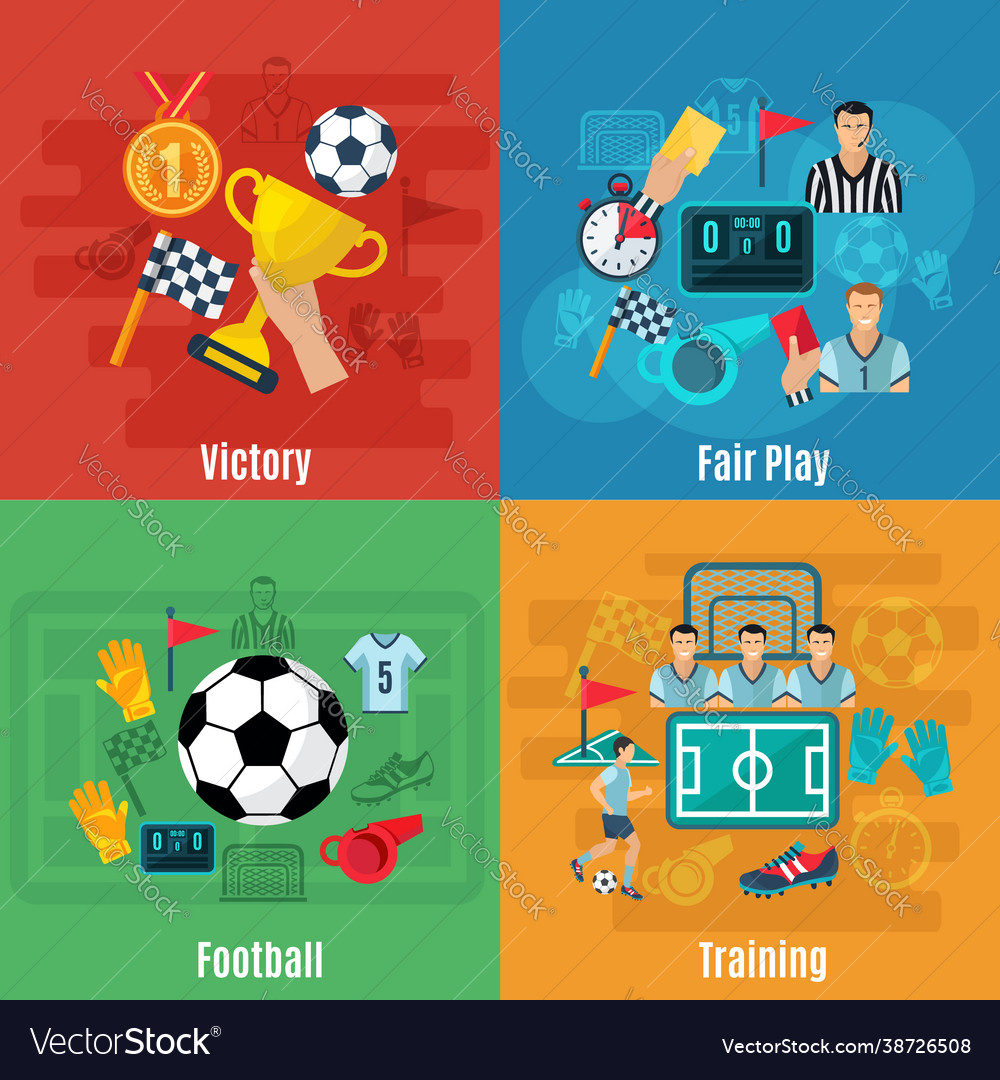 Soccer flat set Royalty Free Vector Image - VectorStock