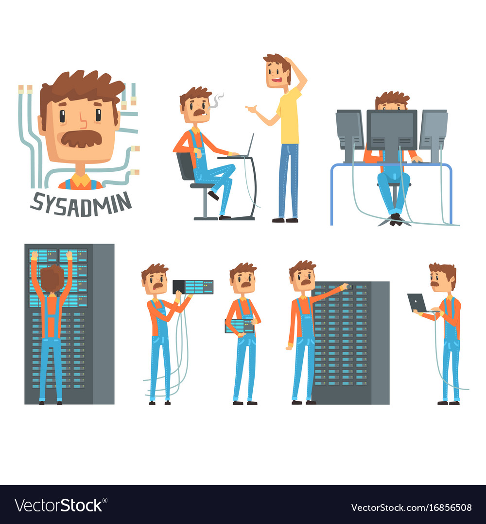 Sysadmin Network Engineer Zeichen set
