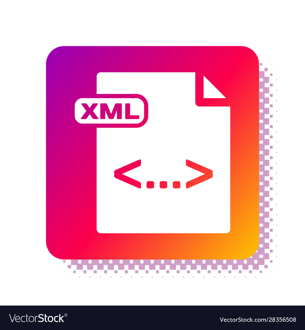 White xml file document download button icon vector image White xml file document download button icon