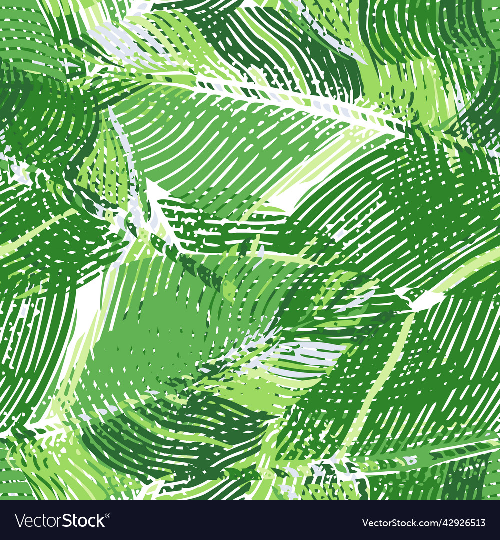 Abstract banana leaf seamless pattern engraving Vector Image
