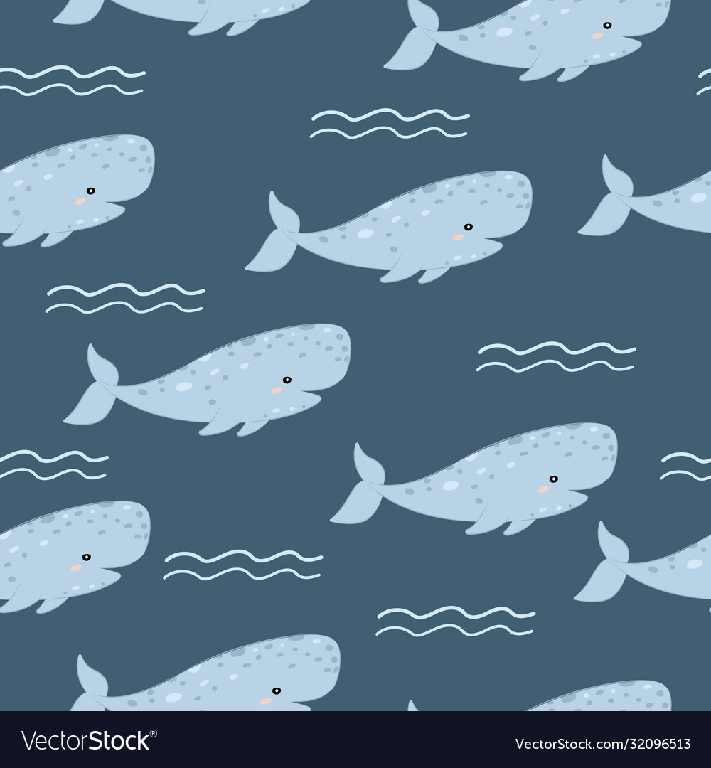 Cartoon whale seamless pattern Royalty Free Vector Image