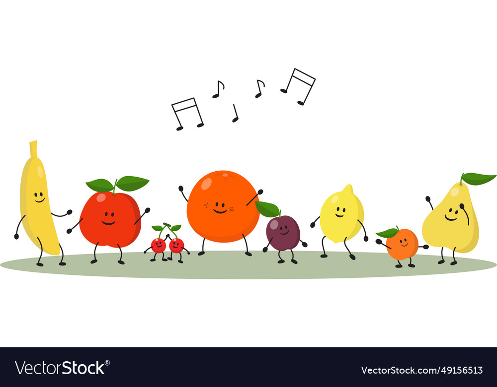 Fun of dancing fruit Royalty Free Vector Image