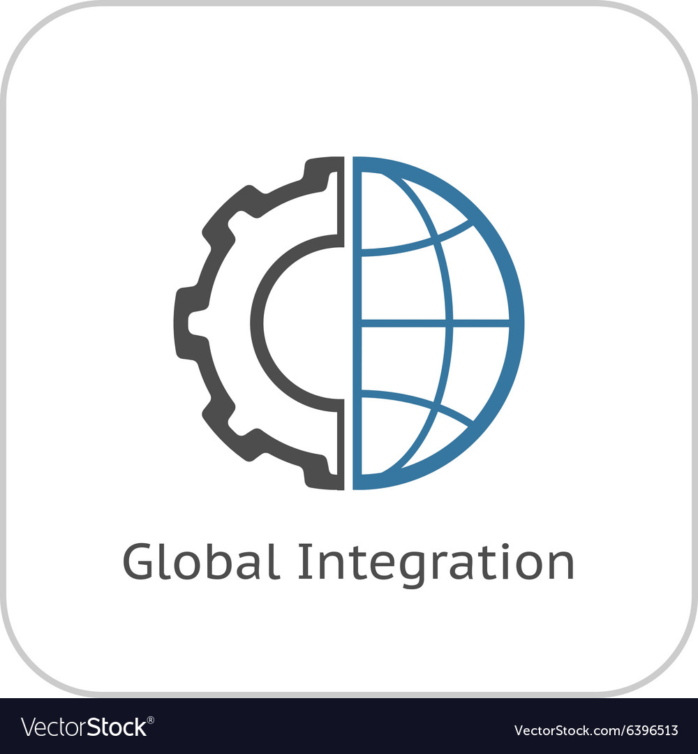 Global integration icon flat design