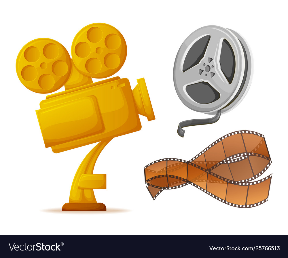 Gold camera award for movie winner prize reel Vector Image