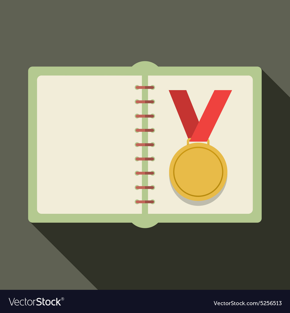 Golden medal in a book