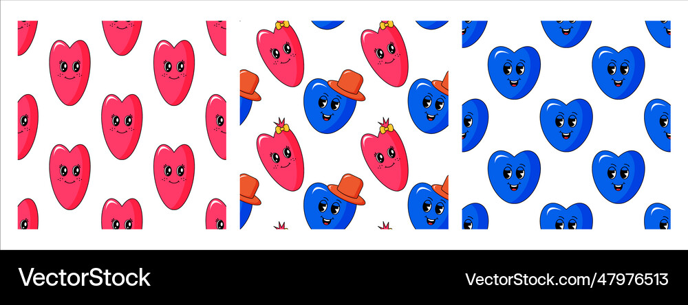 Groovy hearts seamless pattern psychedelic Vector Image