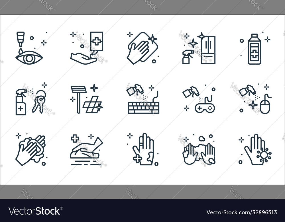 Hygiene line icons linear set quality line set Vector Image