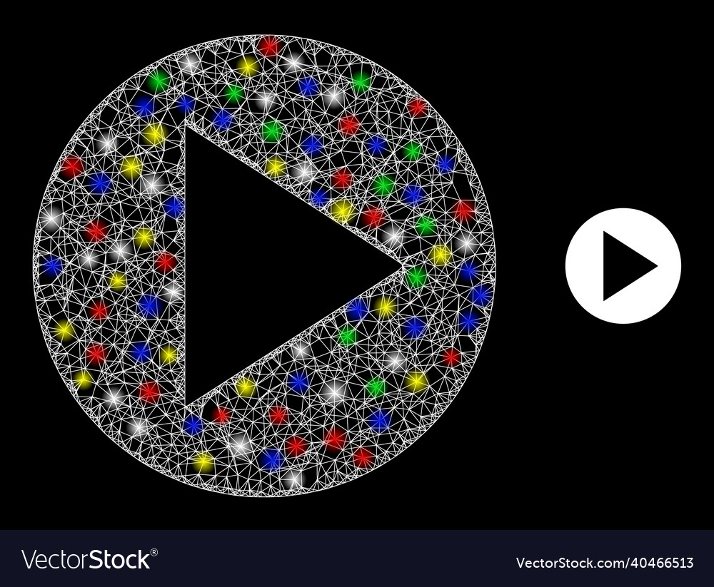 Illuminated hatched net round play button icon