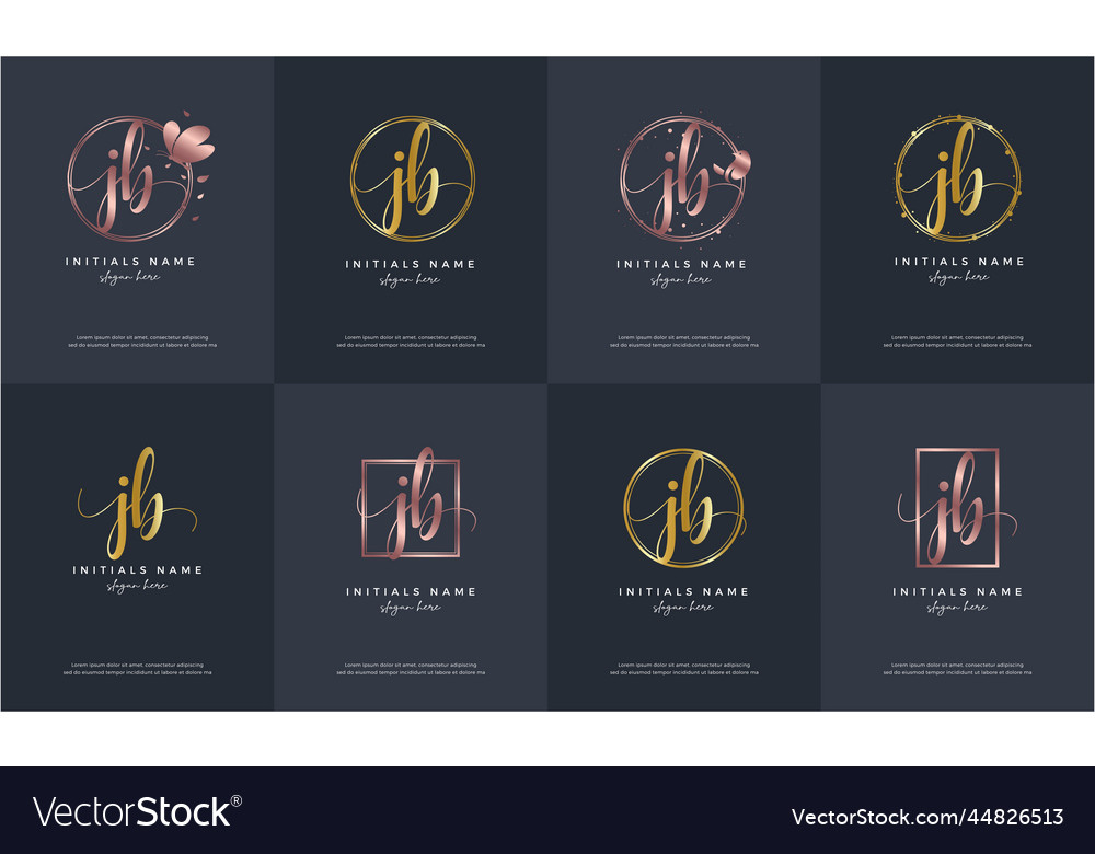 Initial letter jb j b handwriting logo set design