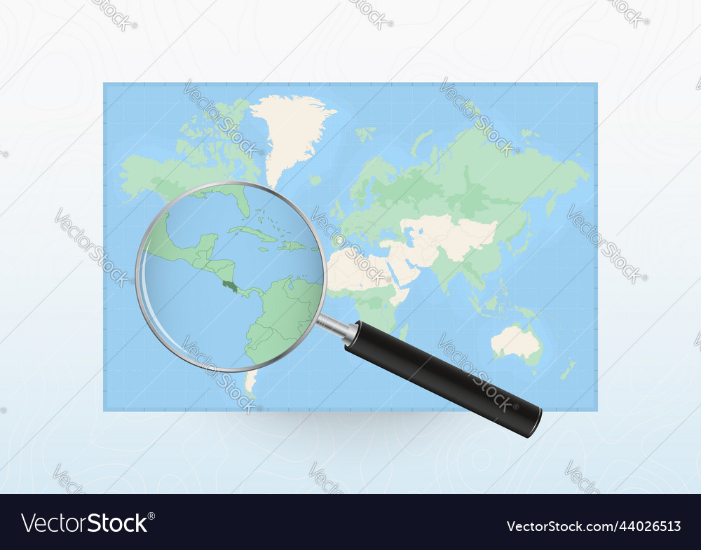 Map Of The World With A Magnifying Glass Aimed Vector Image 9292