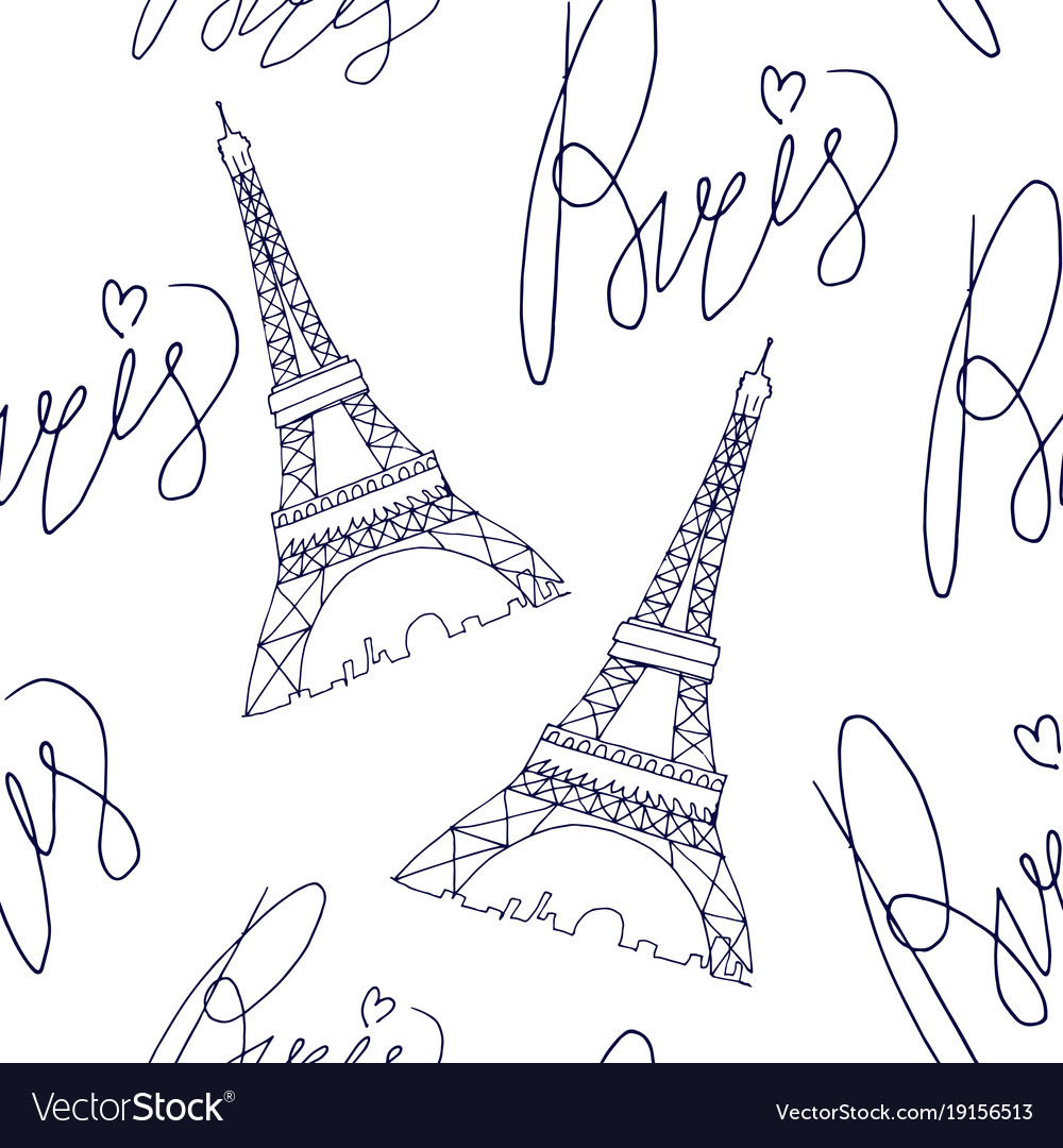 Paris eiffel tower pattern with lettering