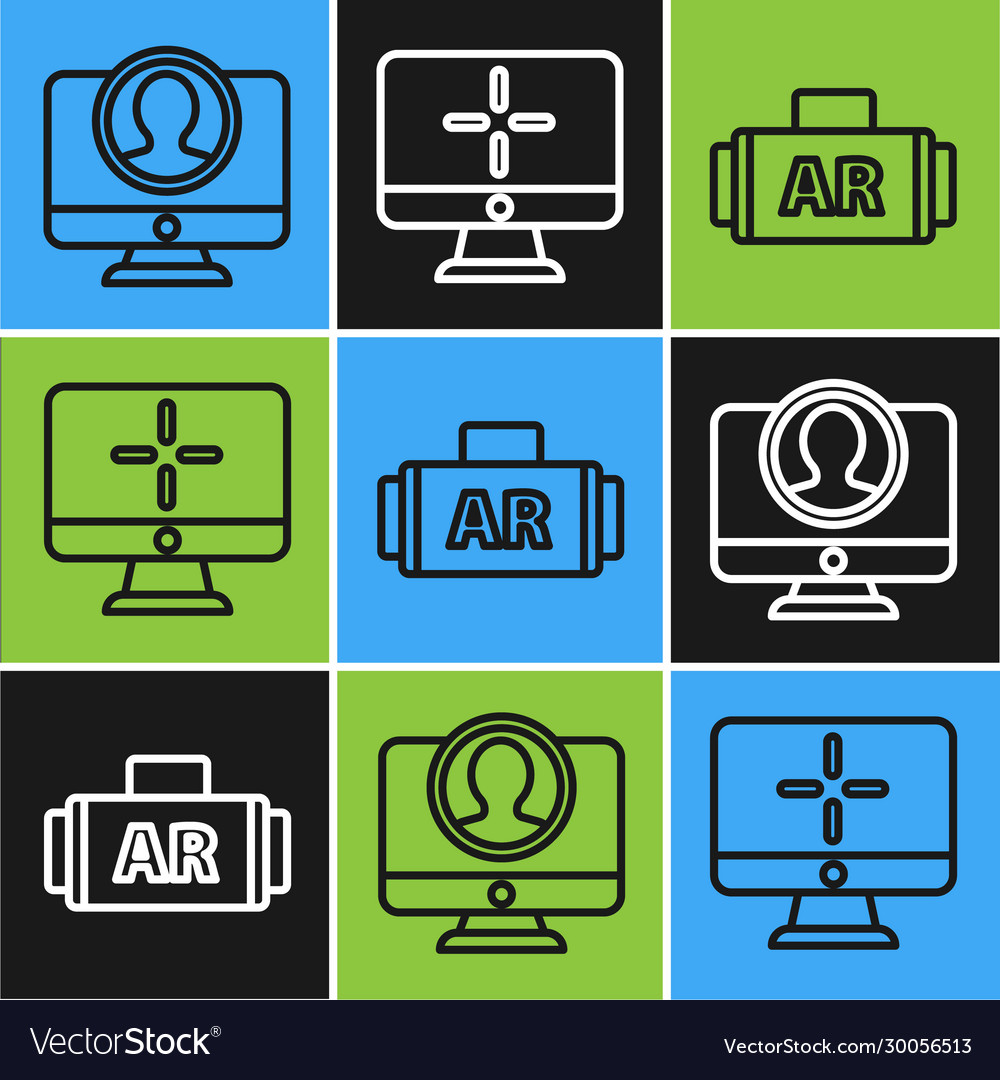 Set line create account screen ar augmented vector image Set line create account screen ar augmented