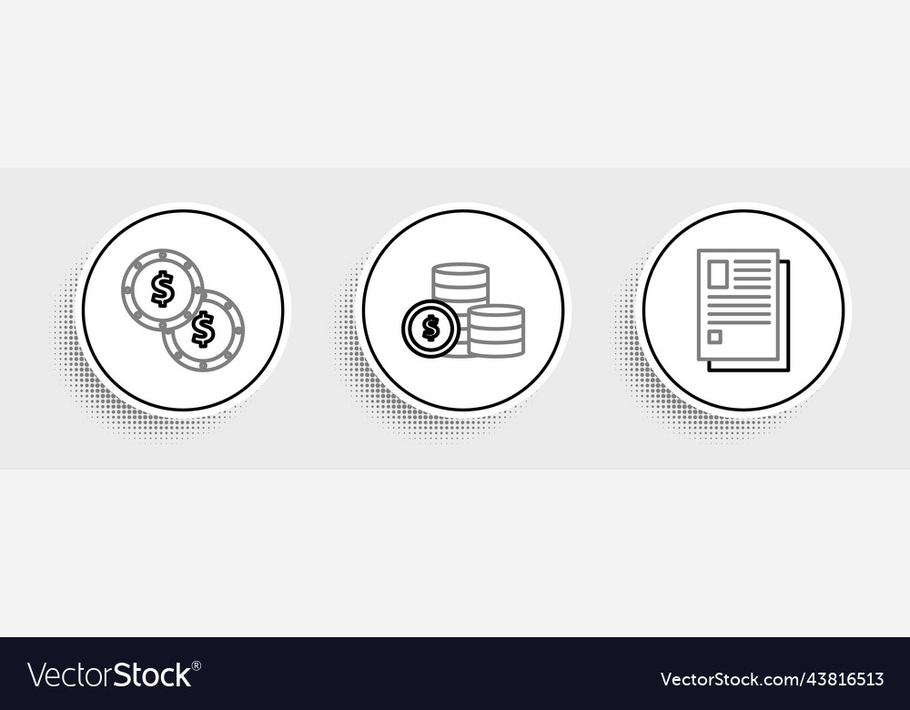 Set line file document coin money with dollar