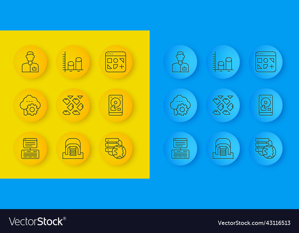 Set line server data web hosting cloud vector image Set line server data web hosting cloud