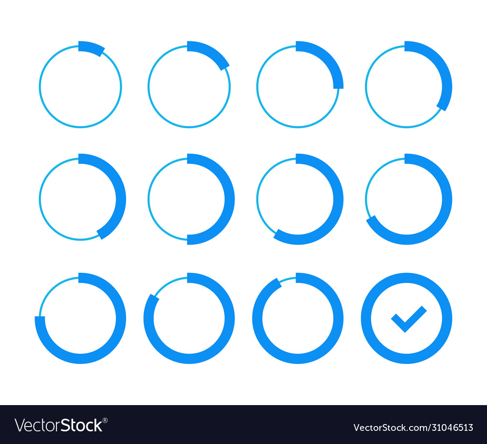 Set loading blue circle in flat style vector image Set loading blue circle in flat style