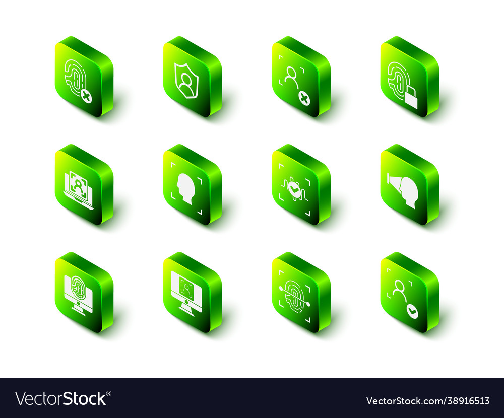 Set user protection rejection face recognition vector image Set user protection rejection face recognition
