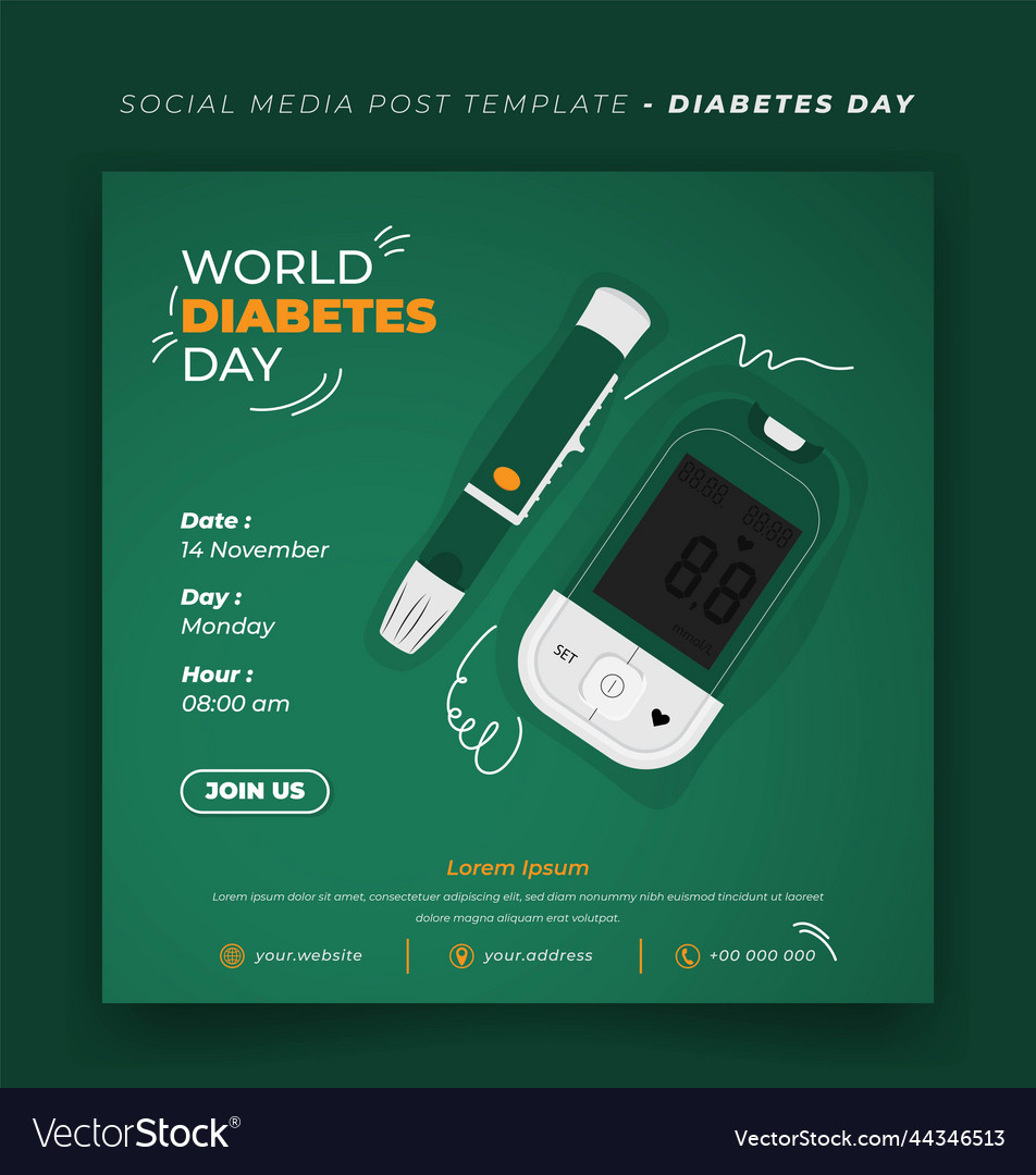 Social Media Template For World Diabetes Day Vector Image