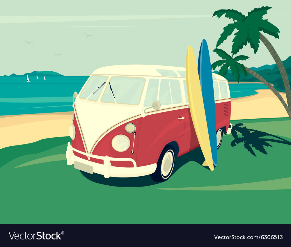 Van surf retro Royalty Free Vector Image - VectorStock