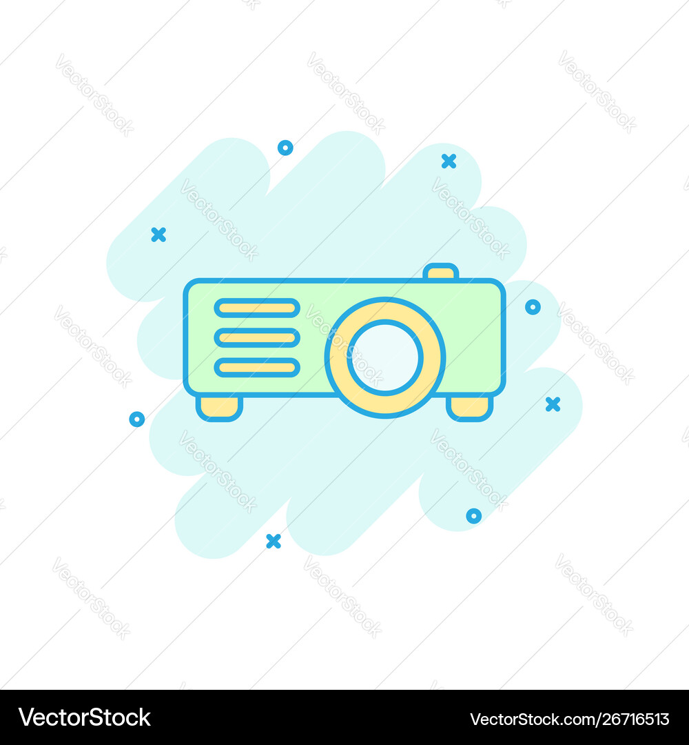 Video projector sign icon in comic style cinema Vector Image