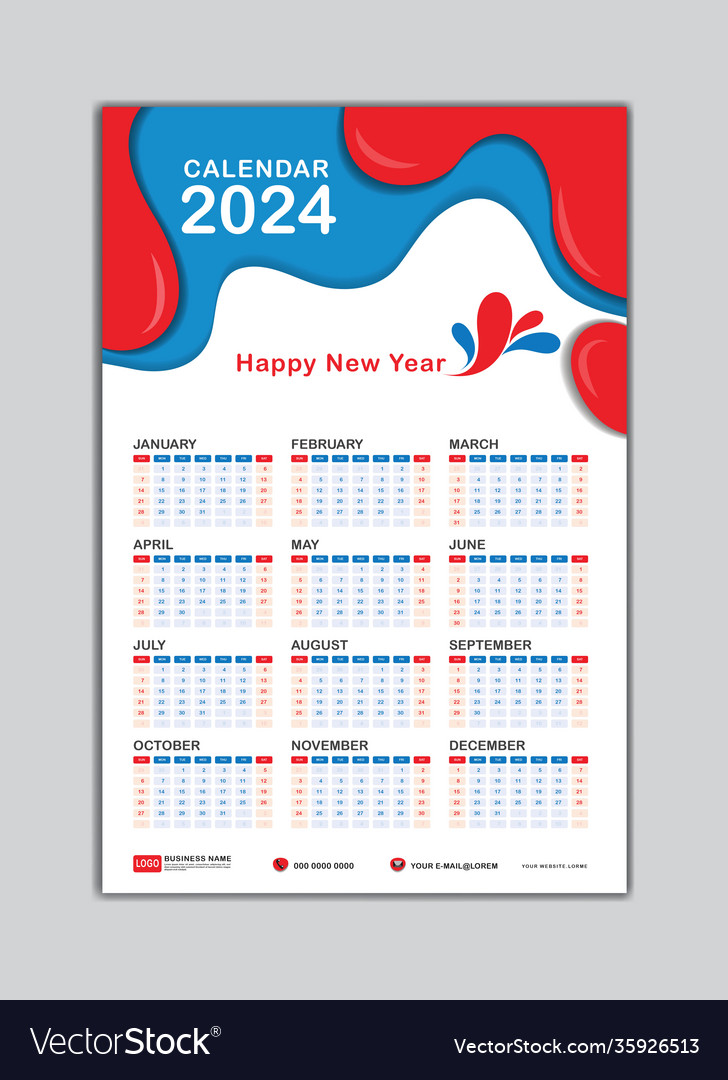 Wall calendar 2025 template calendar 2025 design Vector Image