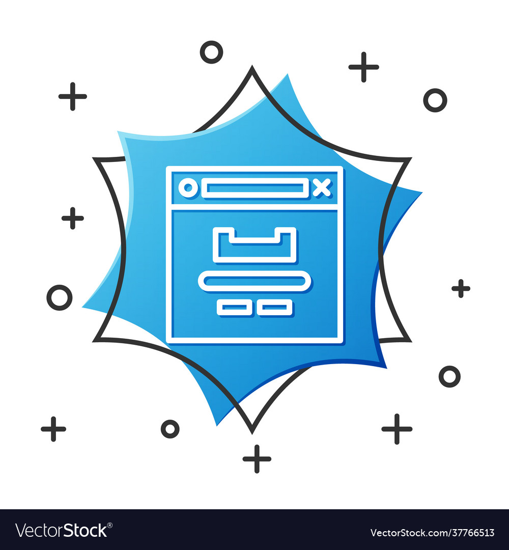 White line browser window icon isolated on vector image White line browser window icon isolated on
