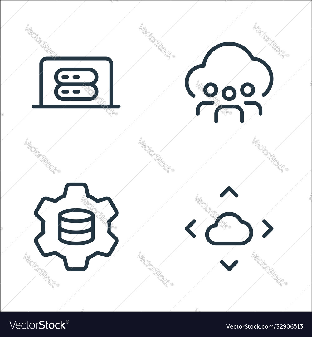 Work office server line icons linear set quality