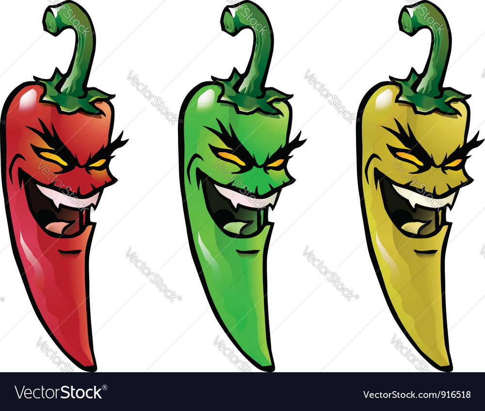 Evil hot chili peppers Royalty Free Vector Image