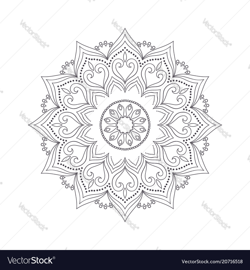 Hand drawn flower mandala for coloring book