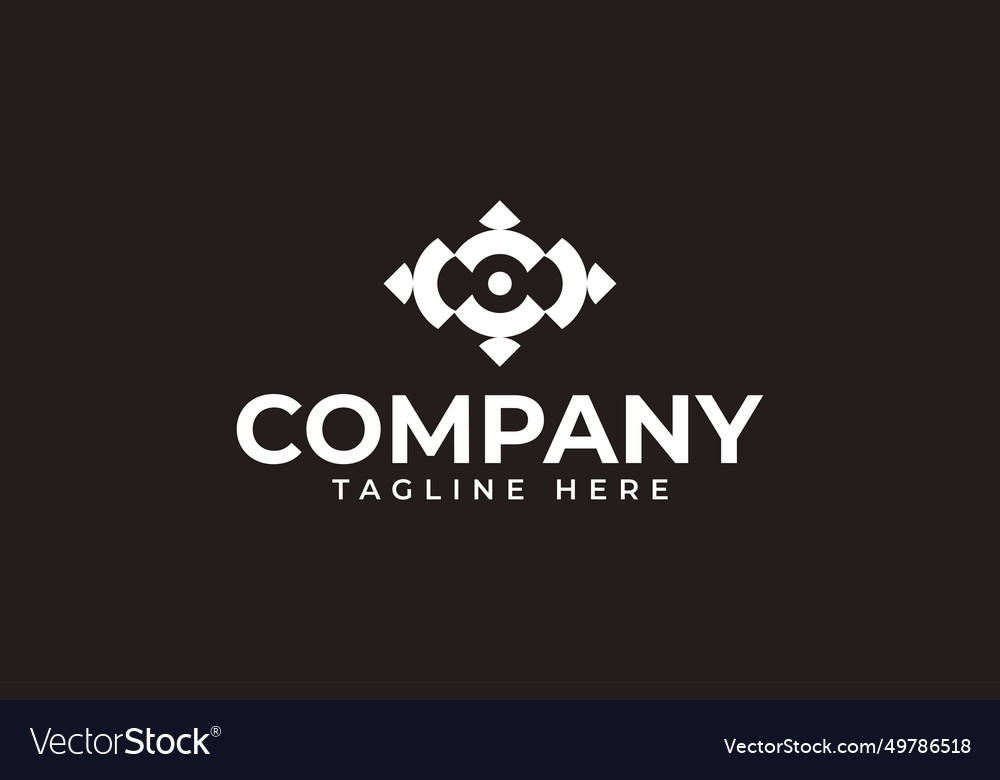 Letter o with cross concept and black white logo vector image