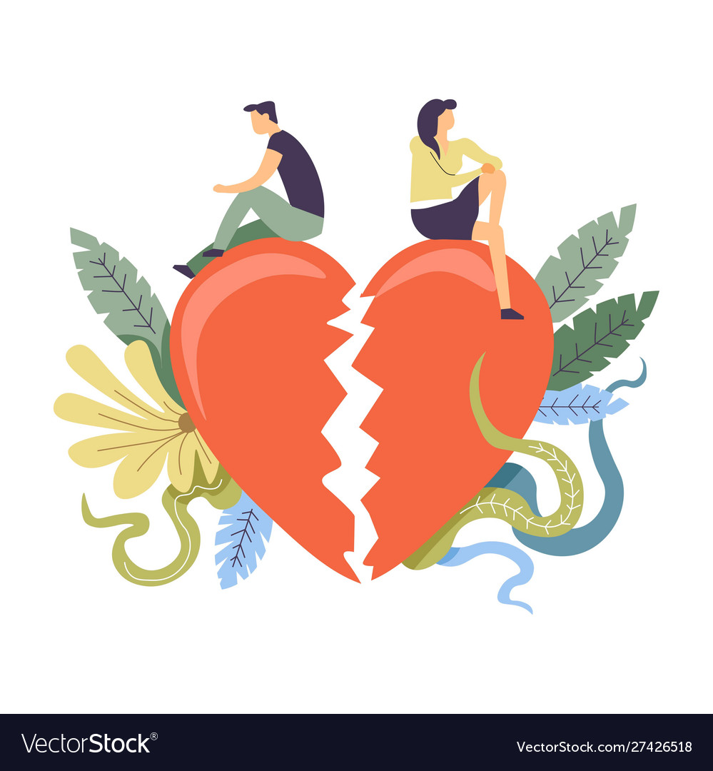 relationship-themed-couple-break-up-concept-vector-image