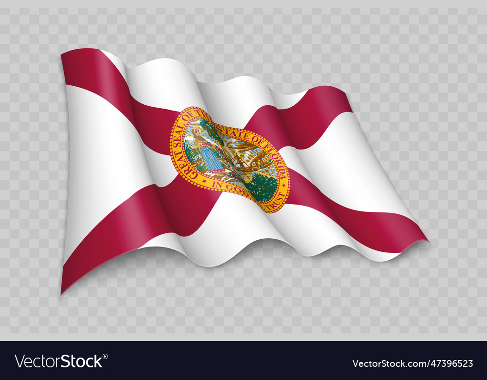 3d Realistic Waving Flag Of Florida Is A State Of Vector Image 0698