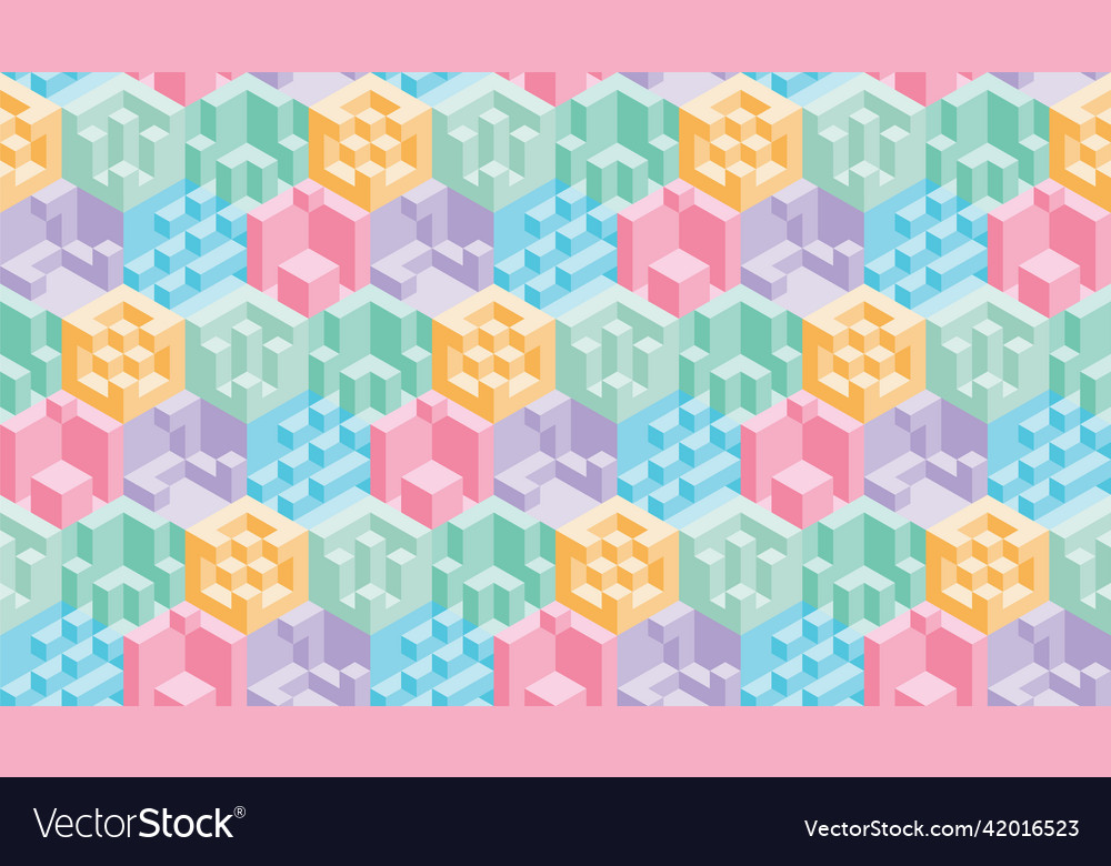 Abstract colorful 3d geometric seamless pattern