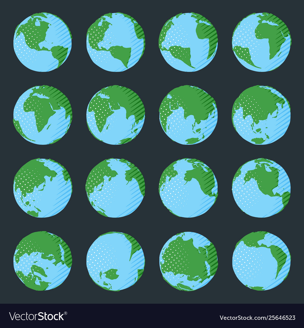 Big collection planet earth in comic book style