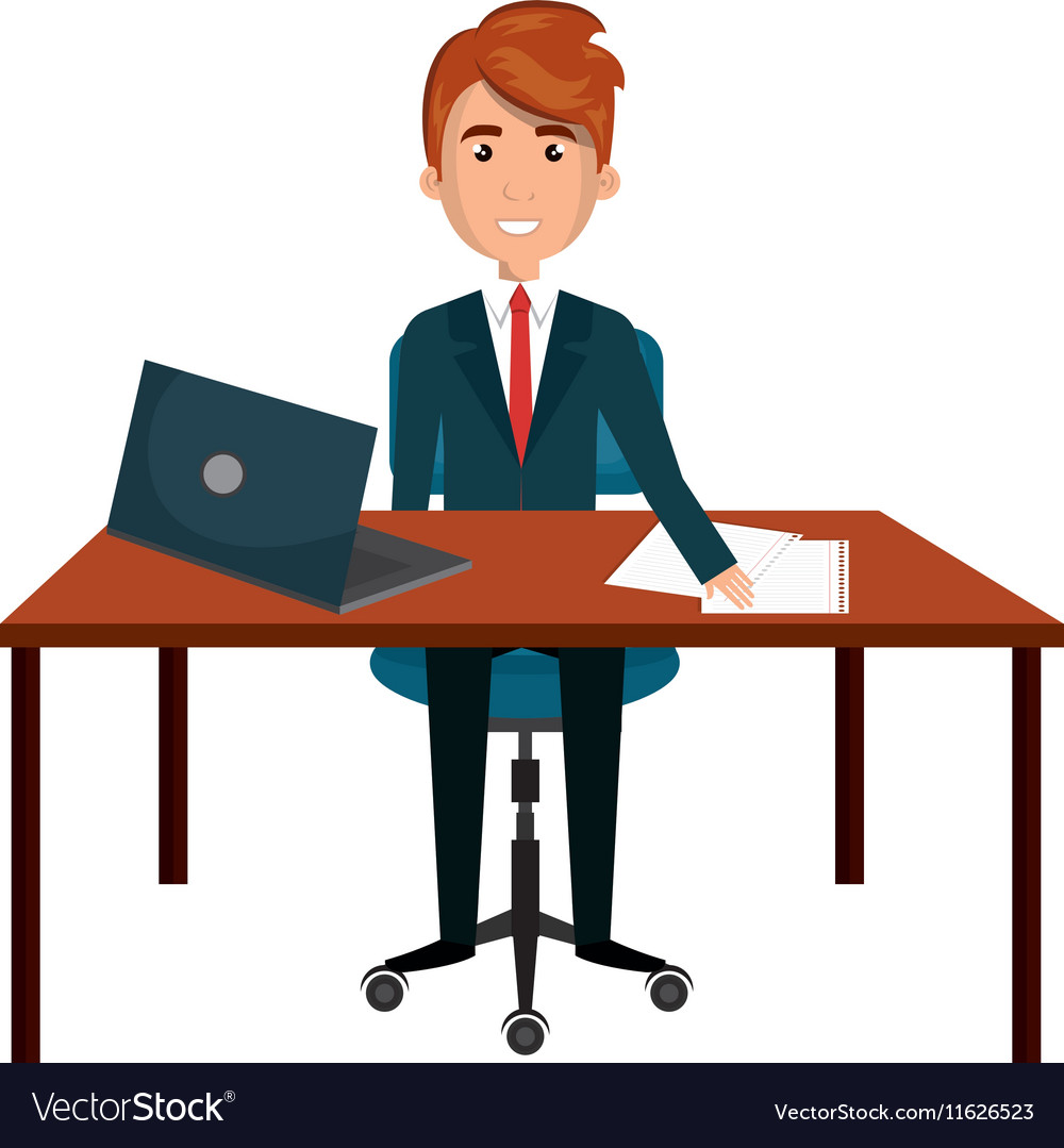 Businessman character working in the office Vector Image