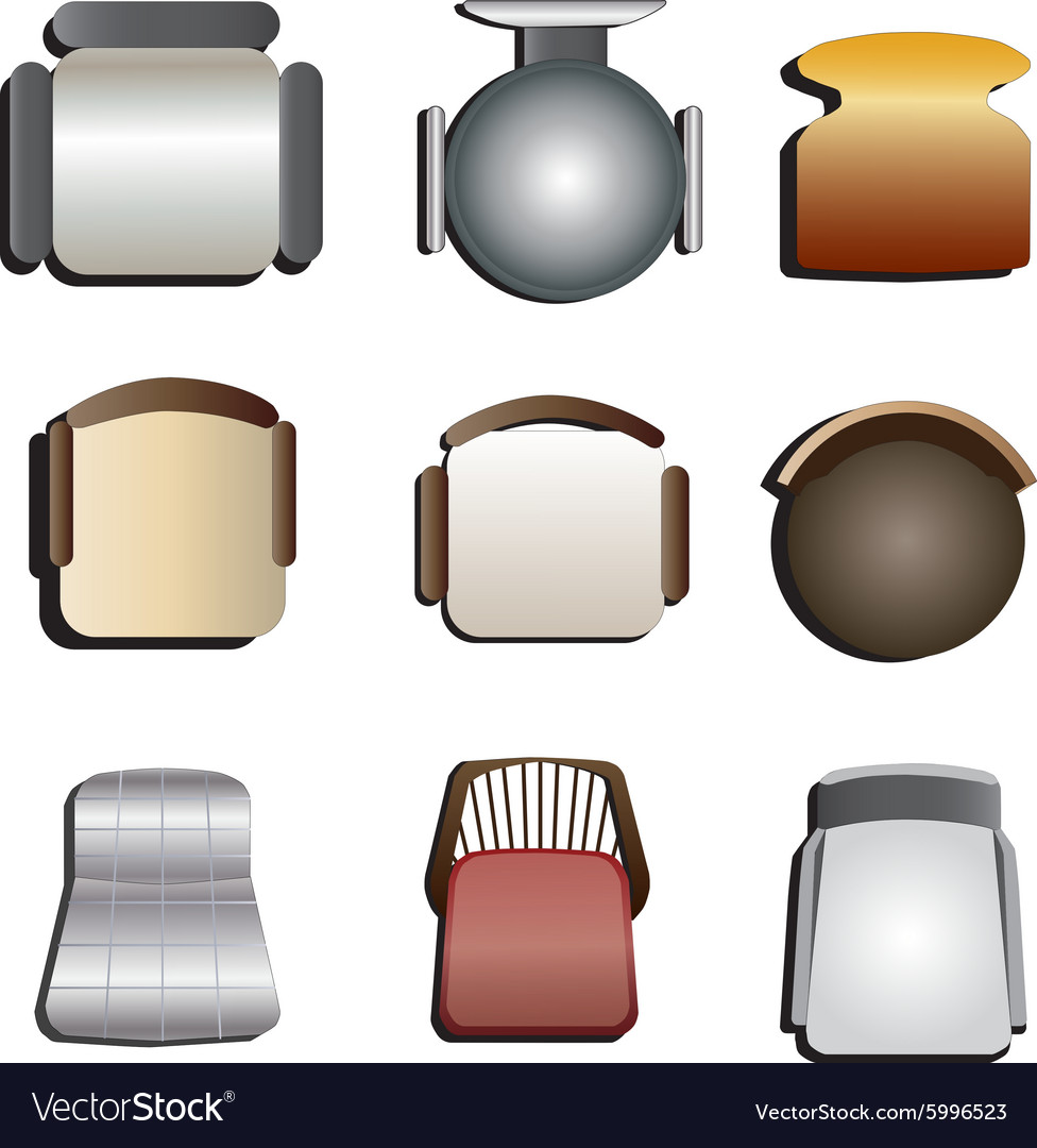 Chair Top View Set 3 Royalty Free Vector Image   Chair Top View Set 3 Vector 5996523 