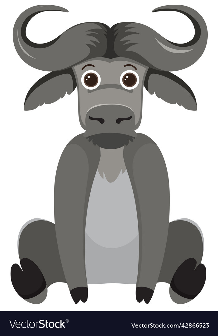 Cute buffalo in flat style isolated