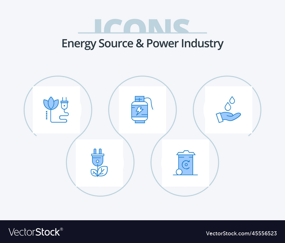 Energy source and power industry blue icon pack 5