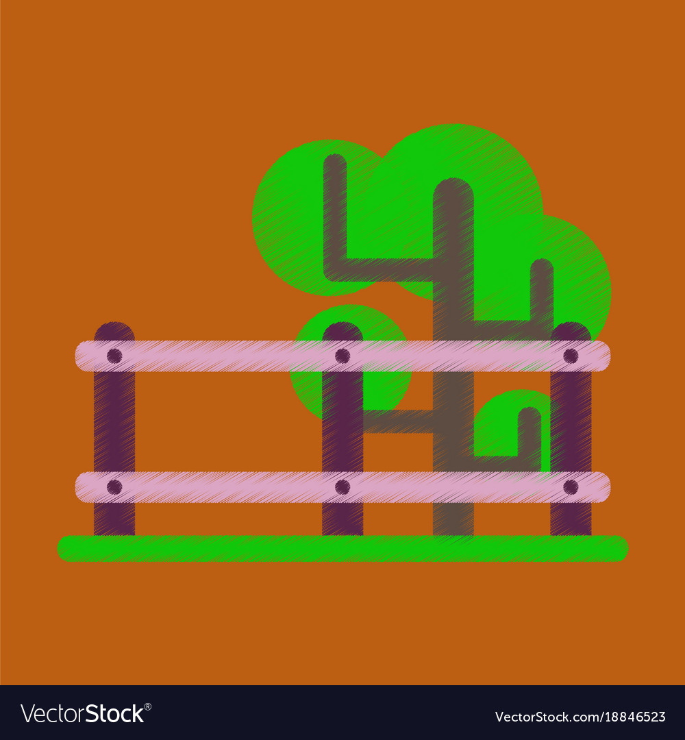 Flat icon in shading style fenced tree