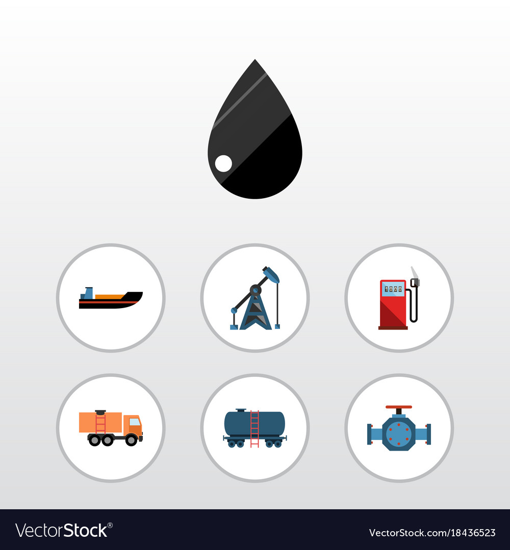 Flat icon petrol set of flange droplet boat