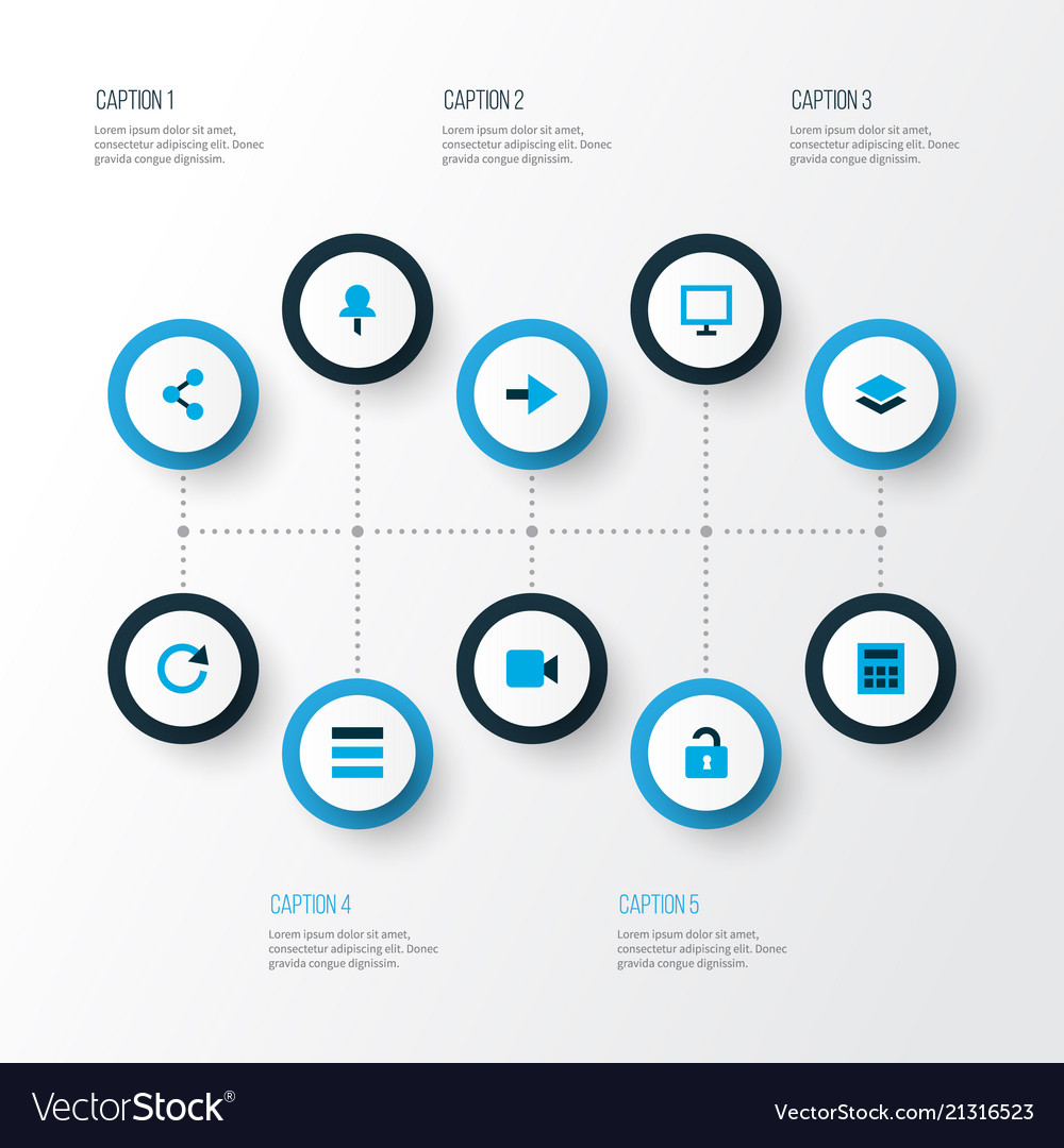 Interface icons colored set with layer reload Vector Image Interface icons colored set with layer reload